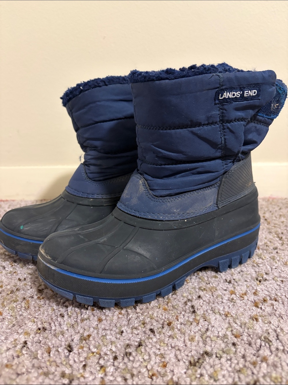 Lands' End Kids Navy and Black Insulated Snow Boots
